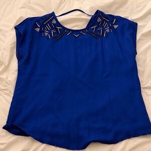 Apt. 9 Royal Blue Blouse with Geometric Cutouts